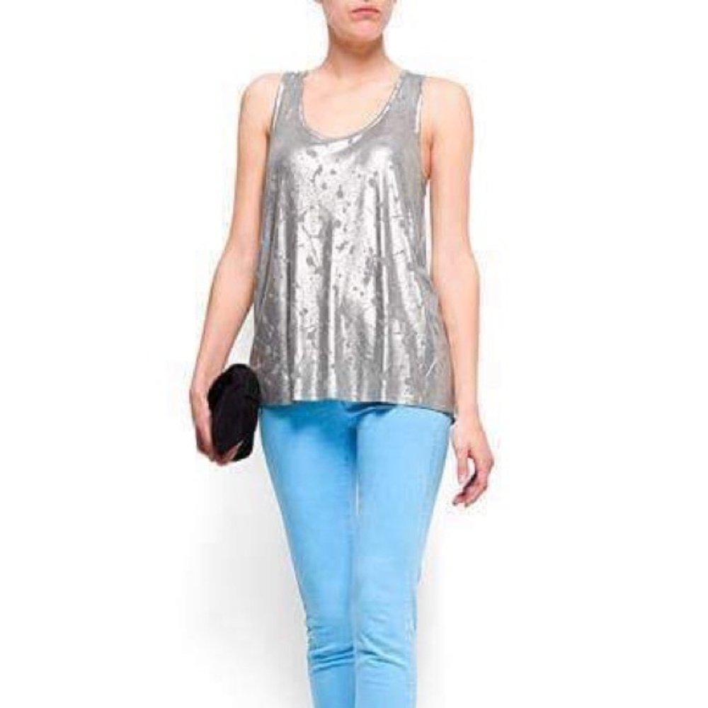 Metallic Tee Shirt Shine Party Casual Wear NWT - Picture 3 of 4
